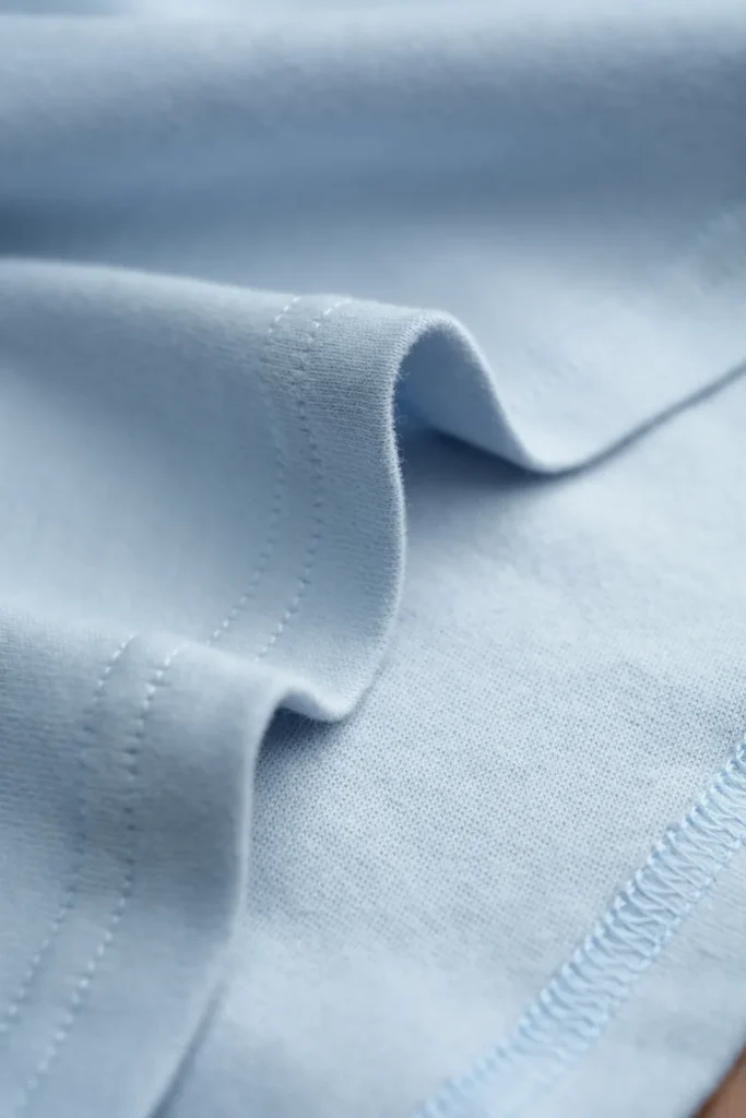 Light blue cotton jersey fabric close-up