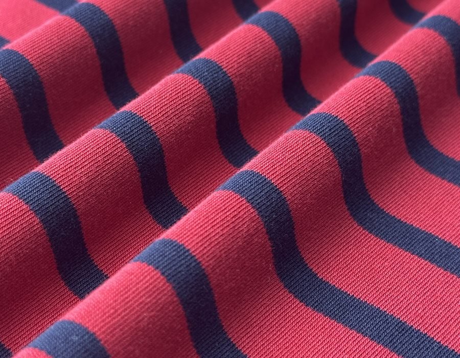 Yarn dyed stripe knitted fabric detail for menu card